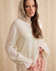 Ivory Sweater with Lace Hood-