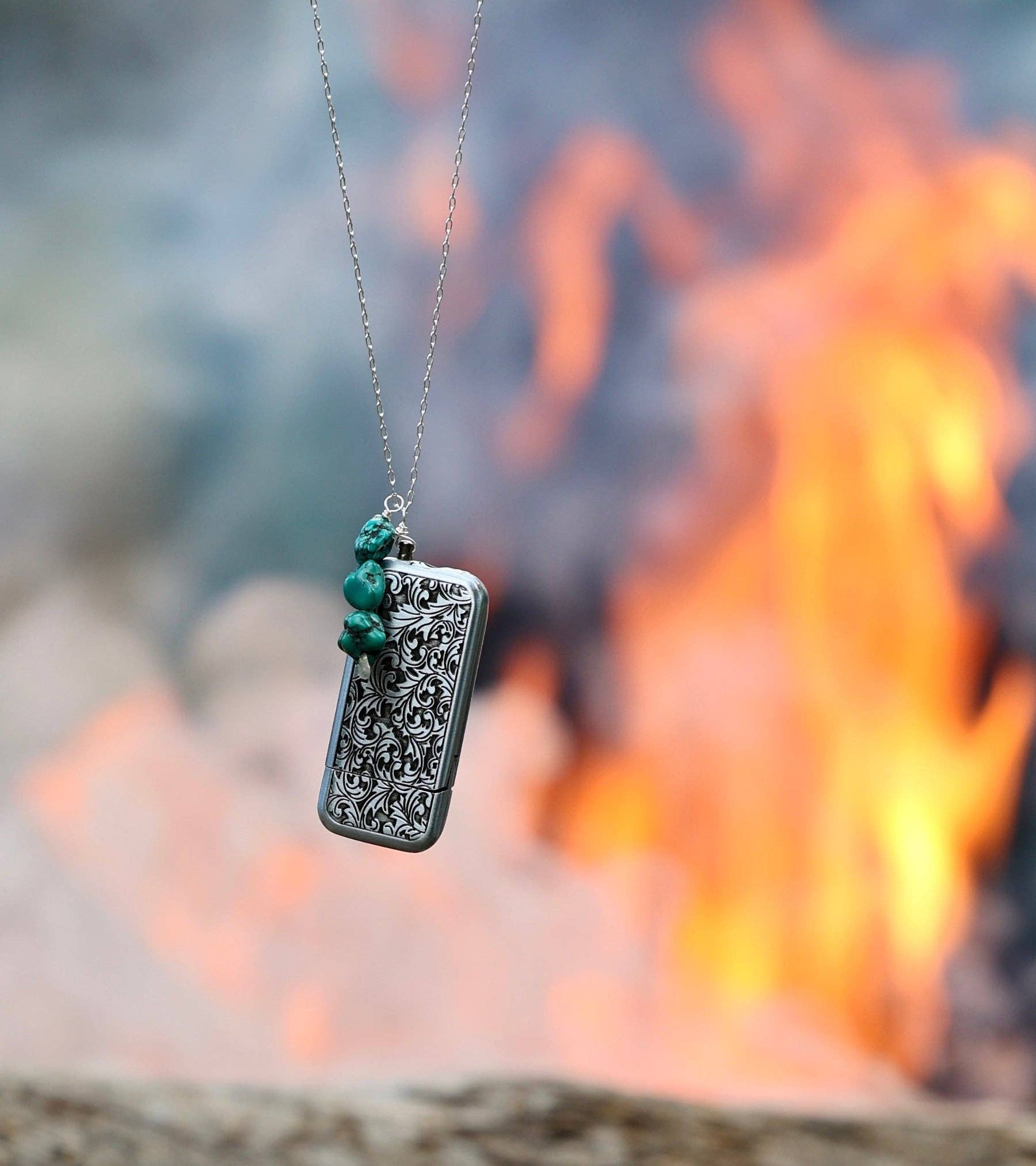 Flicker Lighter Necklace: 22" Silver Chain
