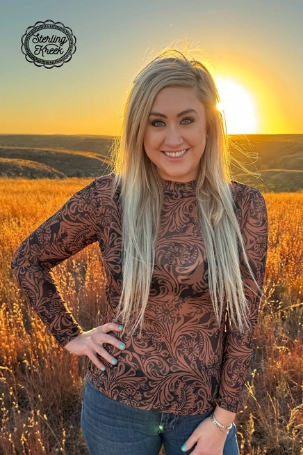 Country Roads Leather Sheer Top- 