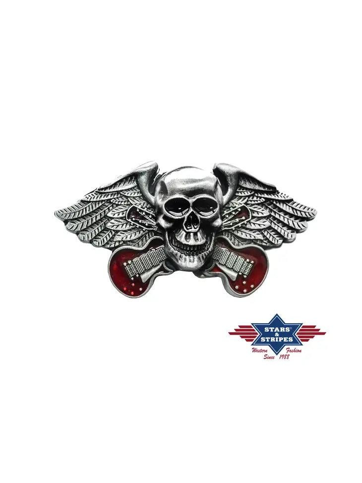 Skull Guitar Belt Buckle