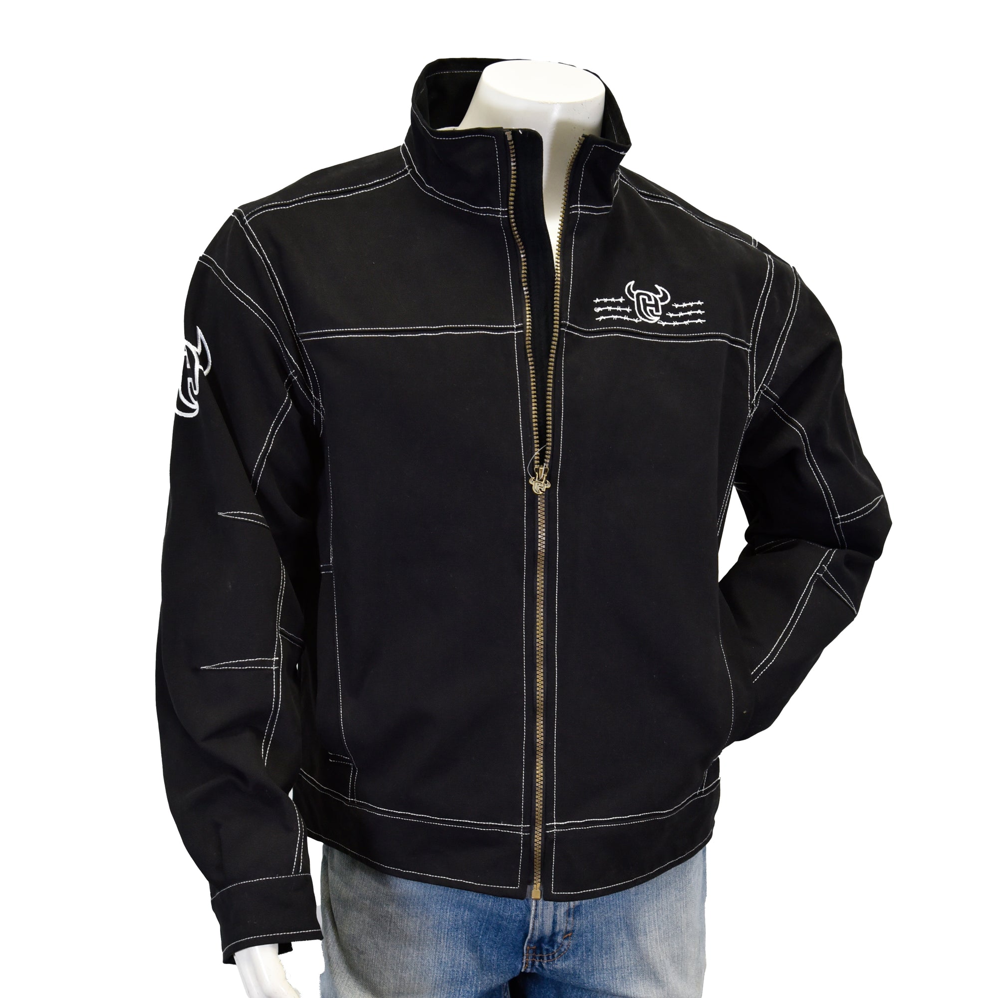 Skull Embroidered Woodsman Jacket- Black- 191193- 