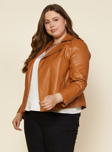 Vegan Leather Open Front Jacket 