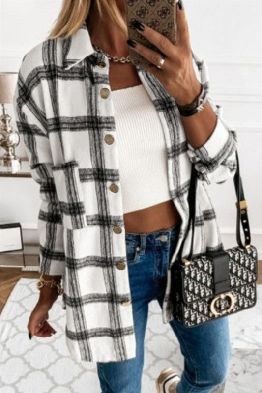 Oversized Fleece Shacket with Brass Buttons 