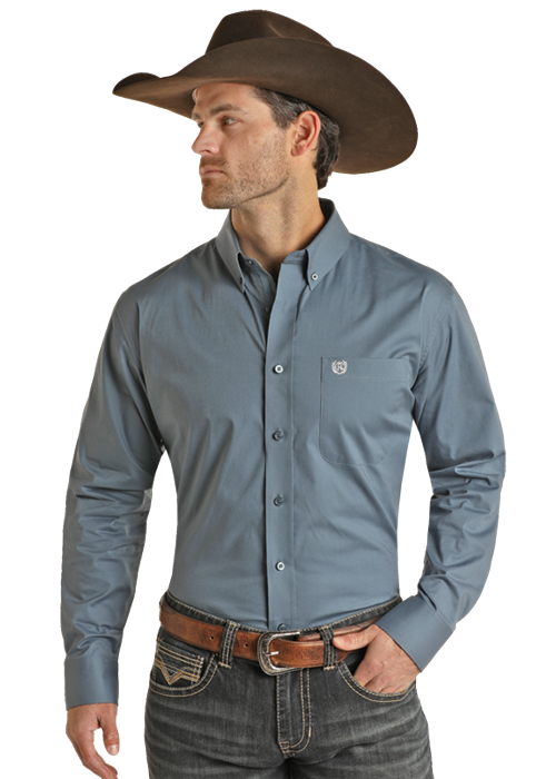 Panhandle Solid Button Down- Steel- 