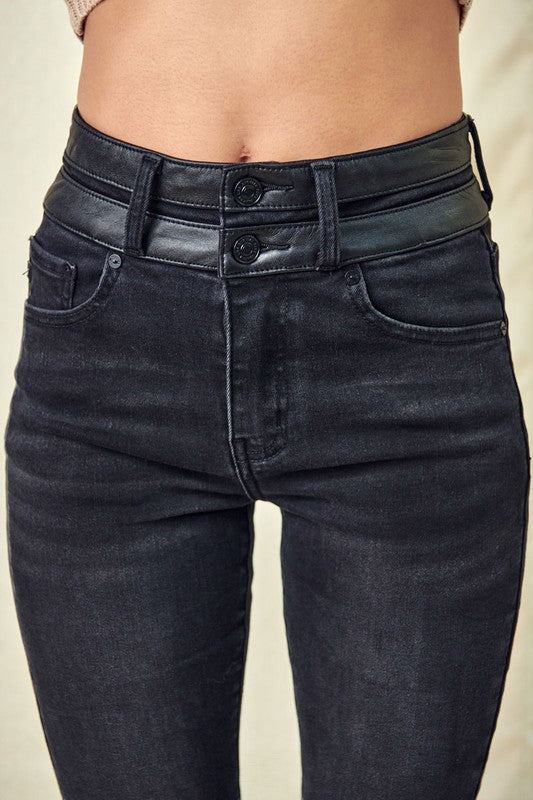 Black  Bootcut with Contrast Waistband 
