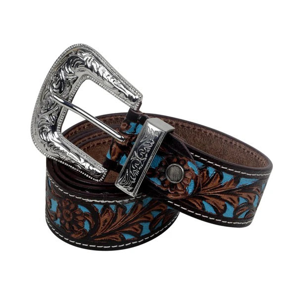 Turquoise Handtooled Belt- S-2927- 