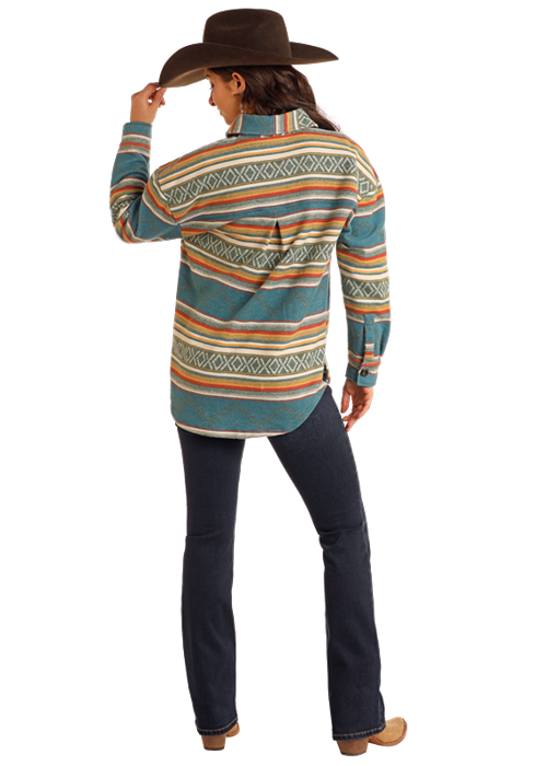 Aztec Shacket- BW92C05268-  Teal- 