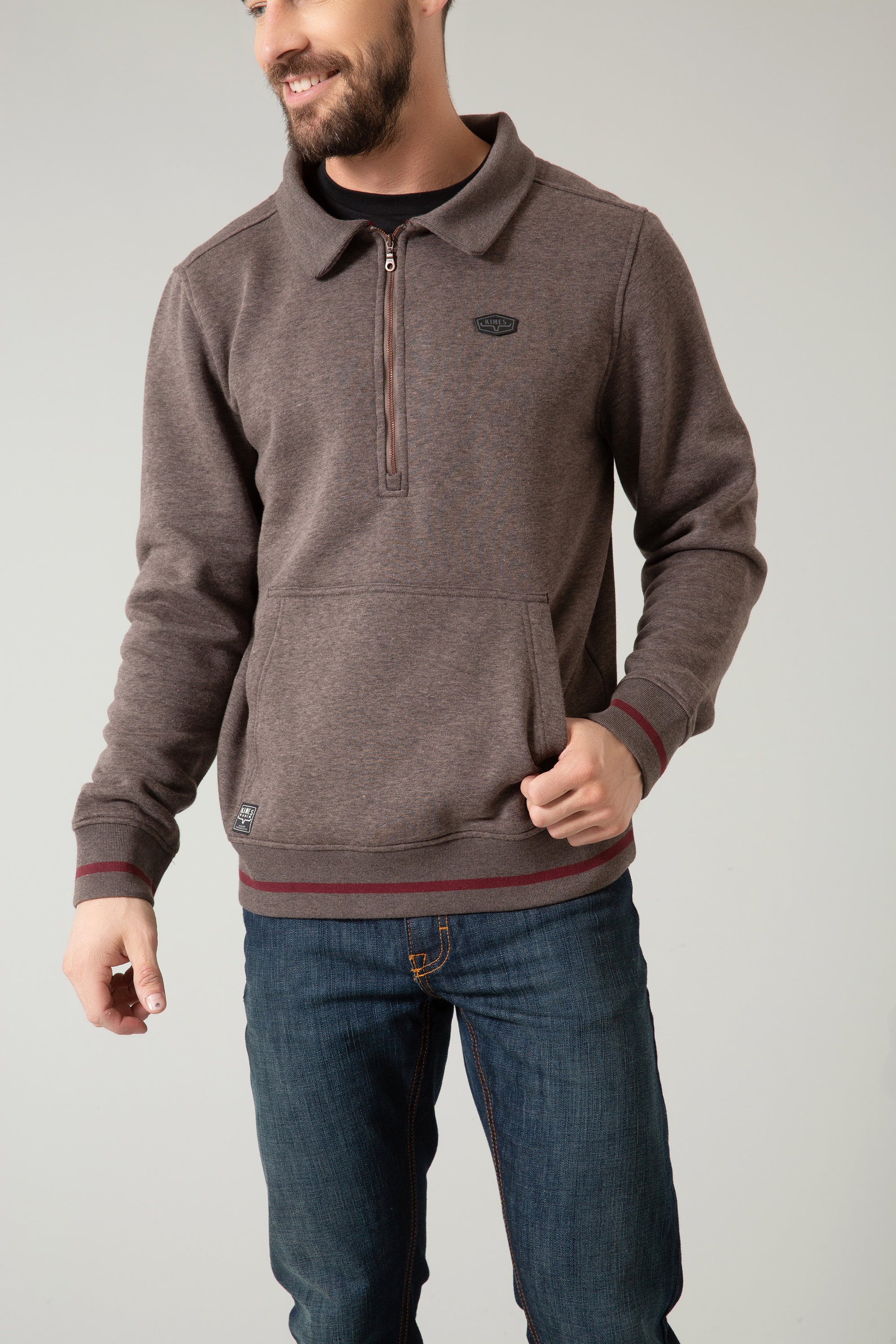 Boxer Quarter Zip Hoodie- Charcoal- 