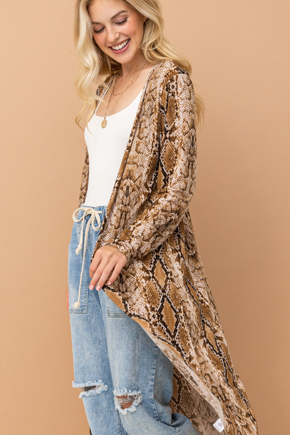 Snake Print Maxi Cardigan Duster- ATW14592