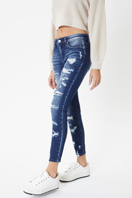 KanCan- MidRise- Distressed Skinny Dark- KC6365D