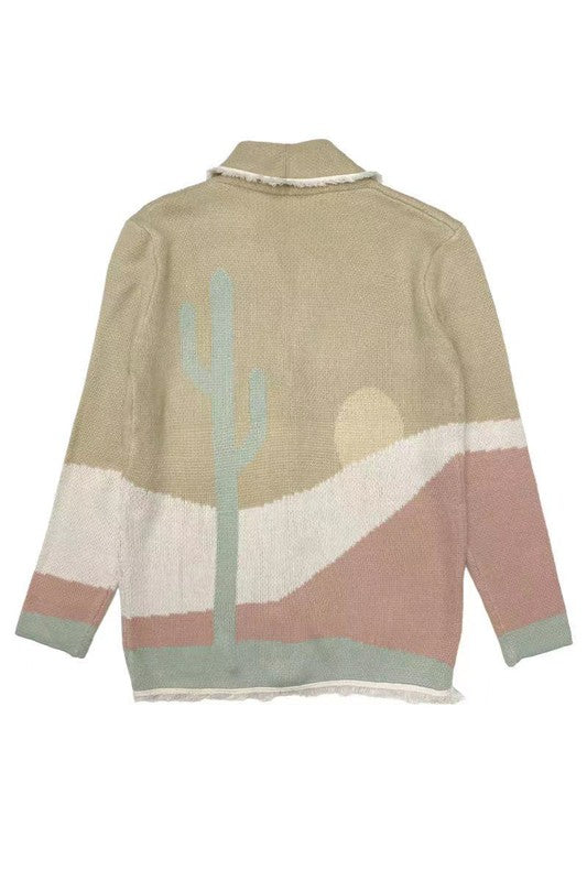 Tan Desert Scene Cardigan