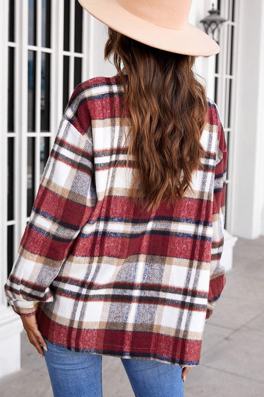 Plaid Flannel Shacket with Silver Buttons 