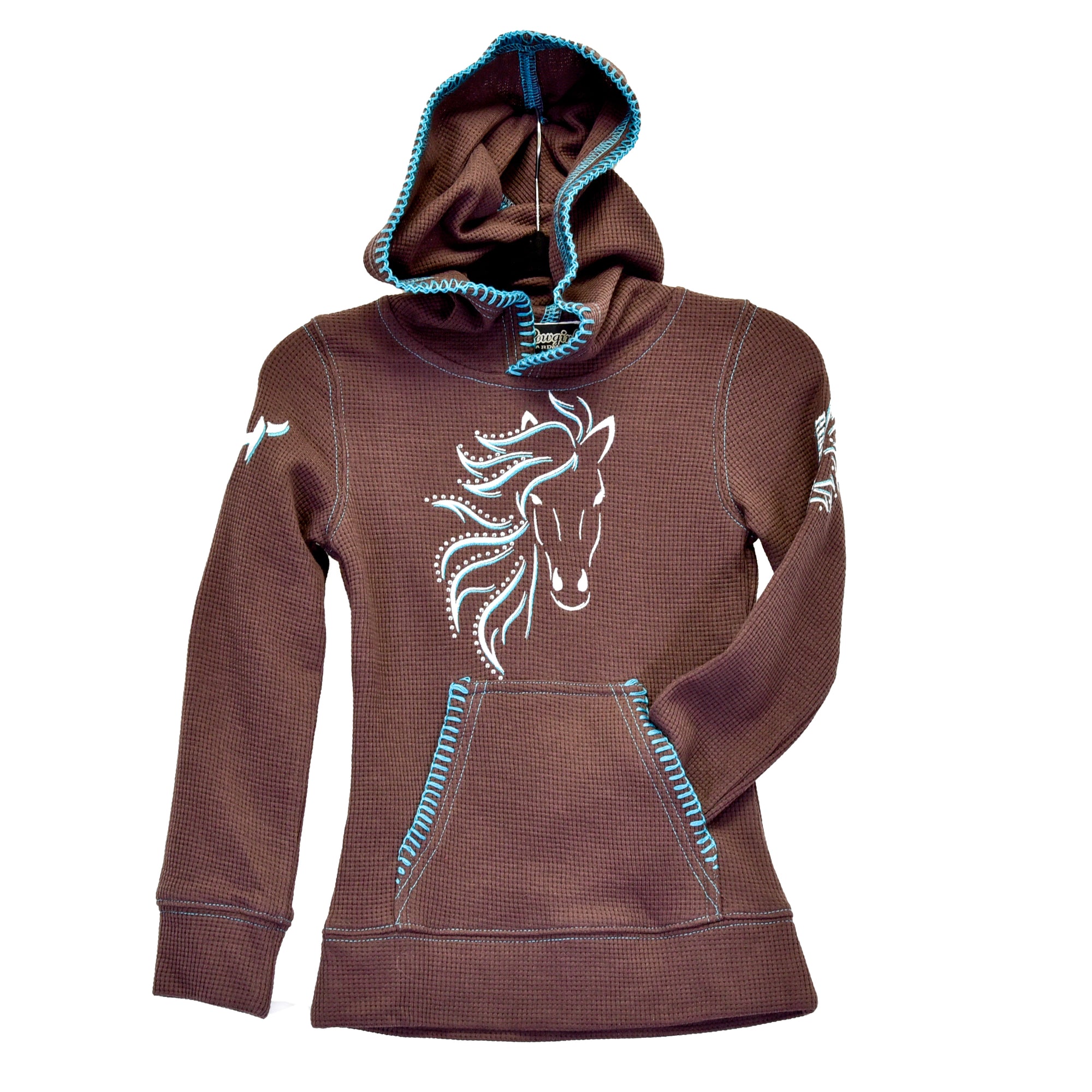 Youth- Horse Thermal Hoodie- Brown- 412091-661 - 
