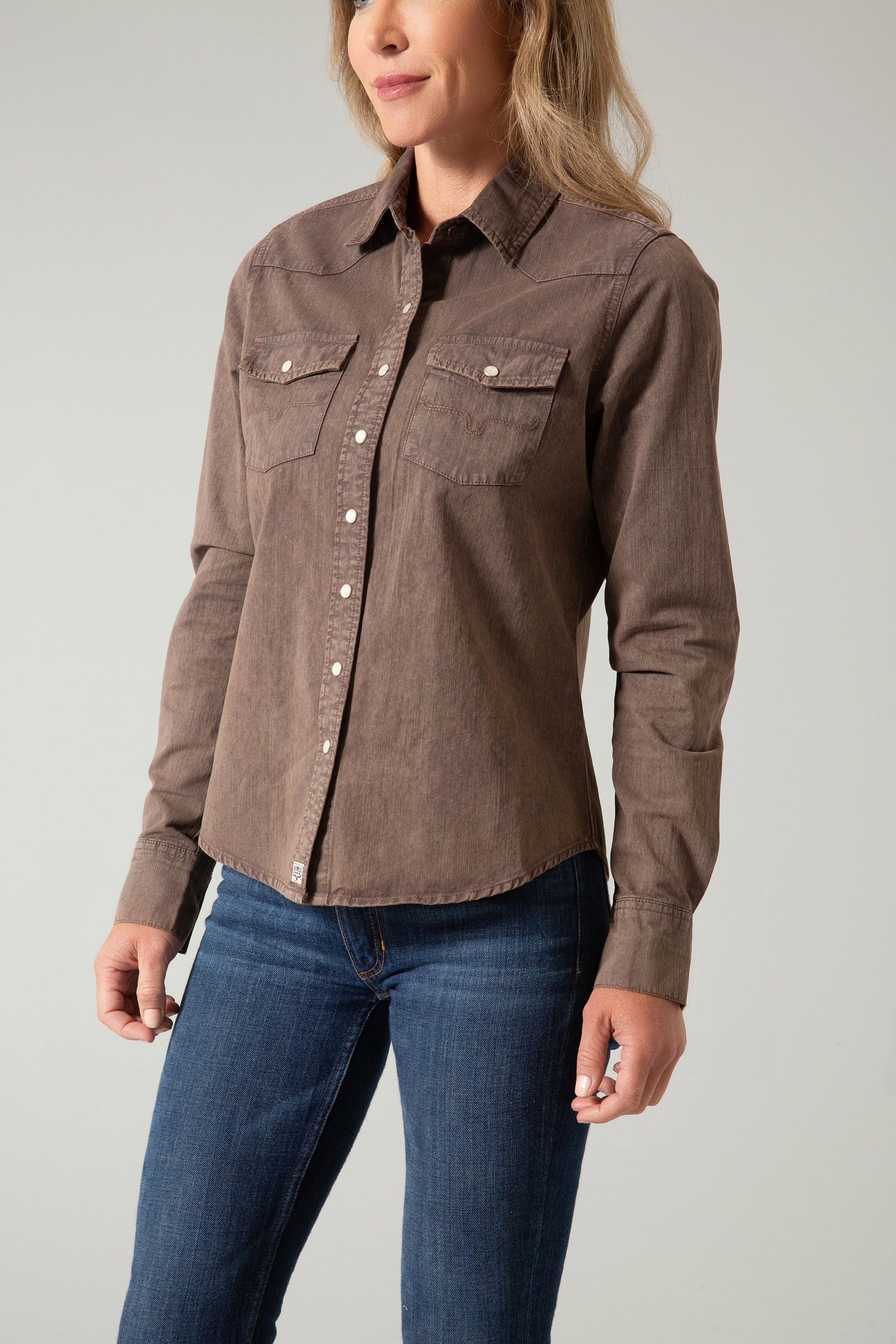 Kaycee Denim Top- Brown-  