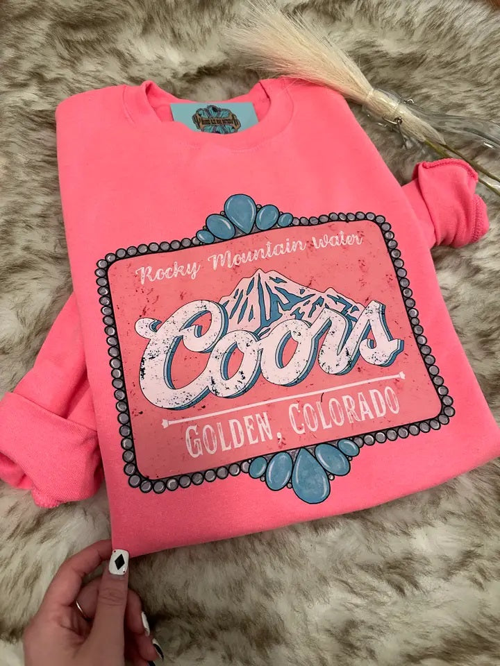 Rocky Mountain Water- Graphic Tee- Pink - 