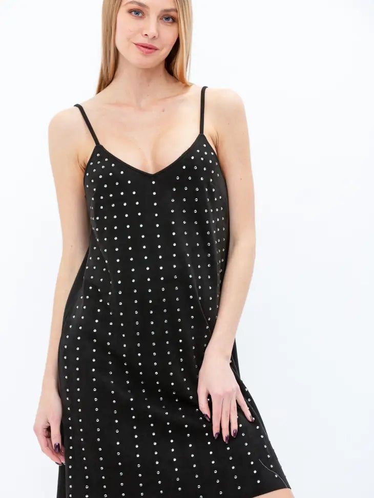 Suede Rhinestone Dress 