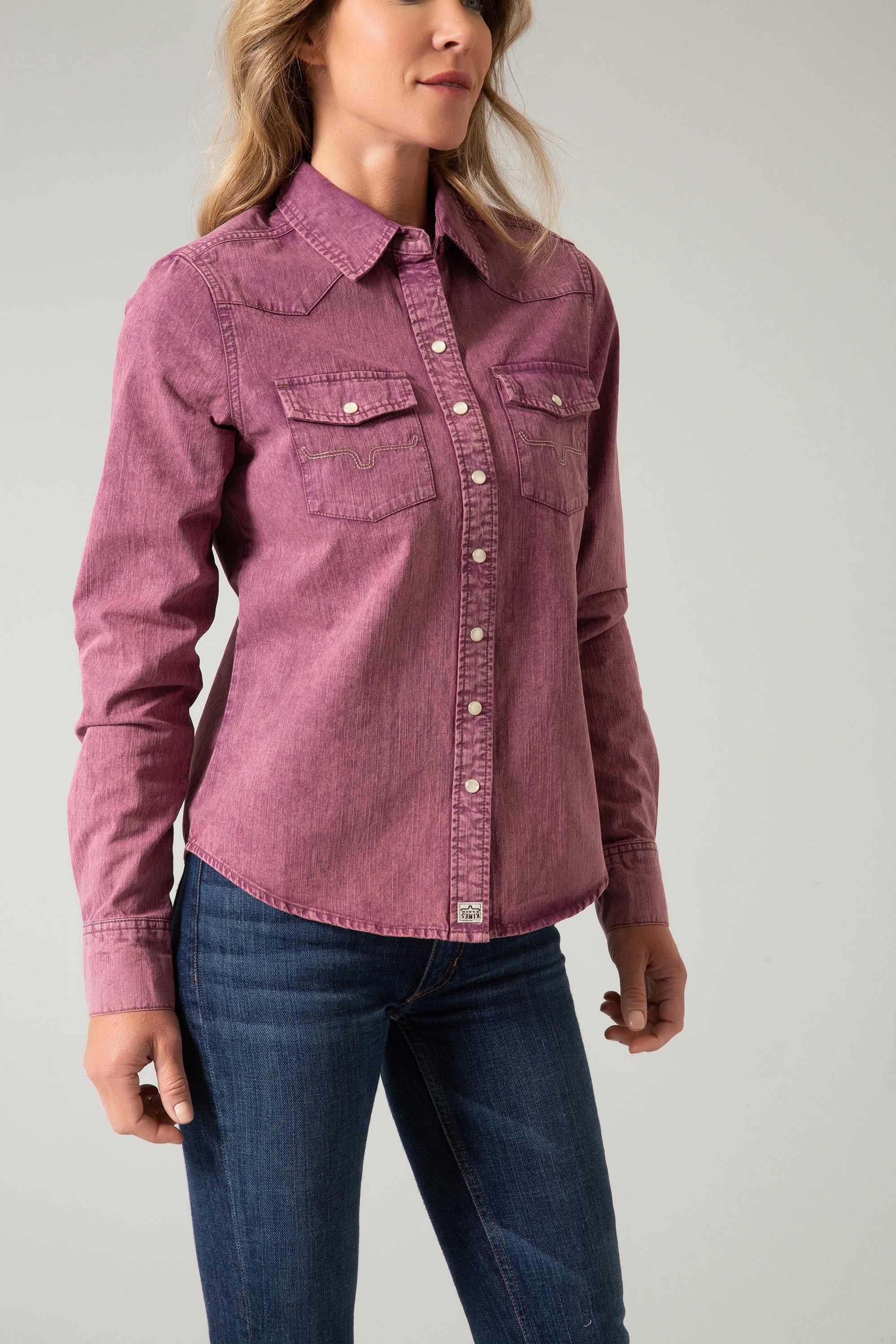 Kaycee Denim Top- Wine-   