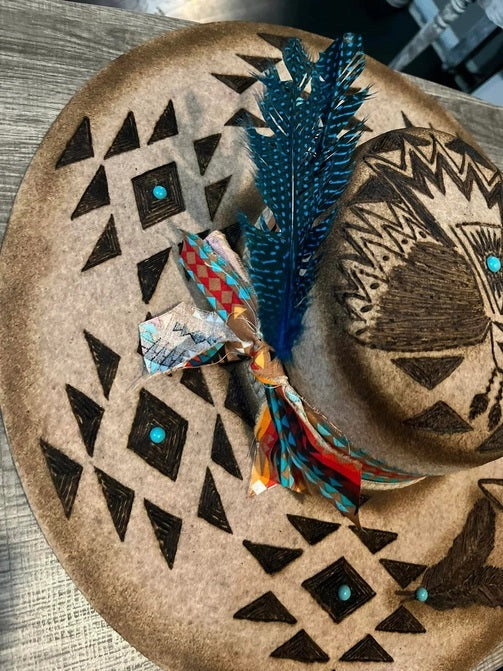 Custom Artist Burned Hat- Freebird