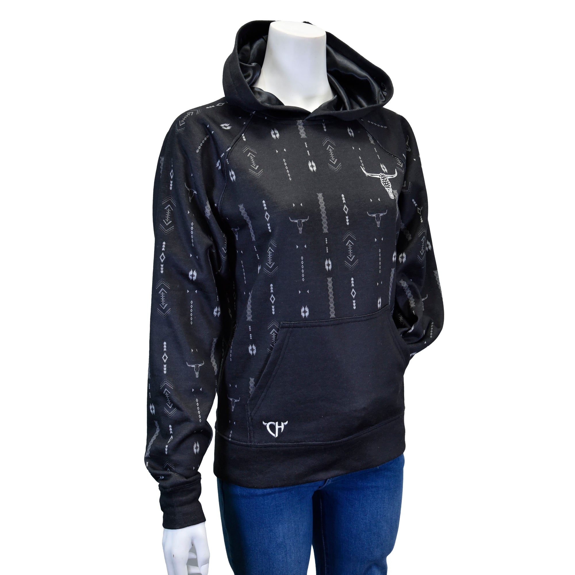 Aztec Emblem Hoodie- Black- 271379- 