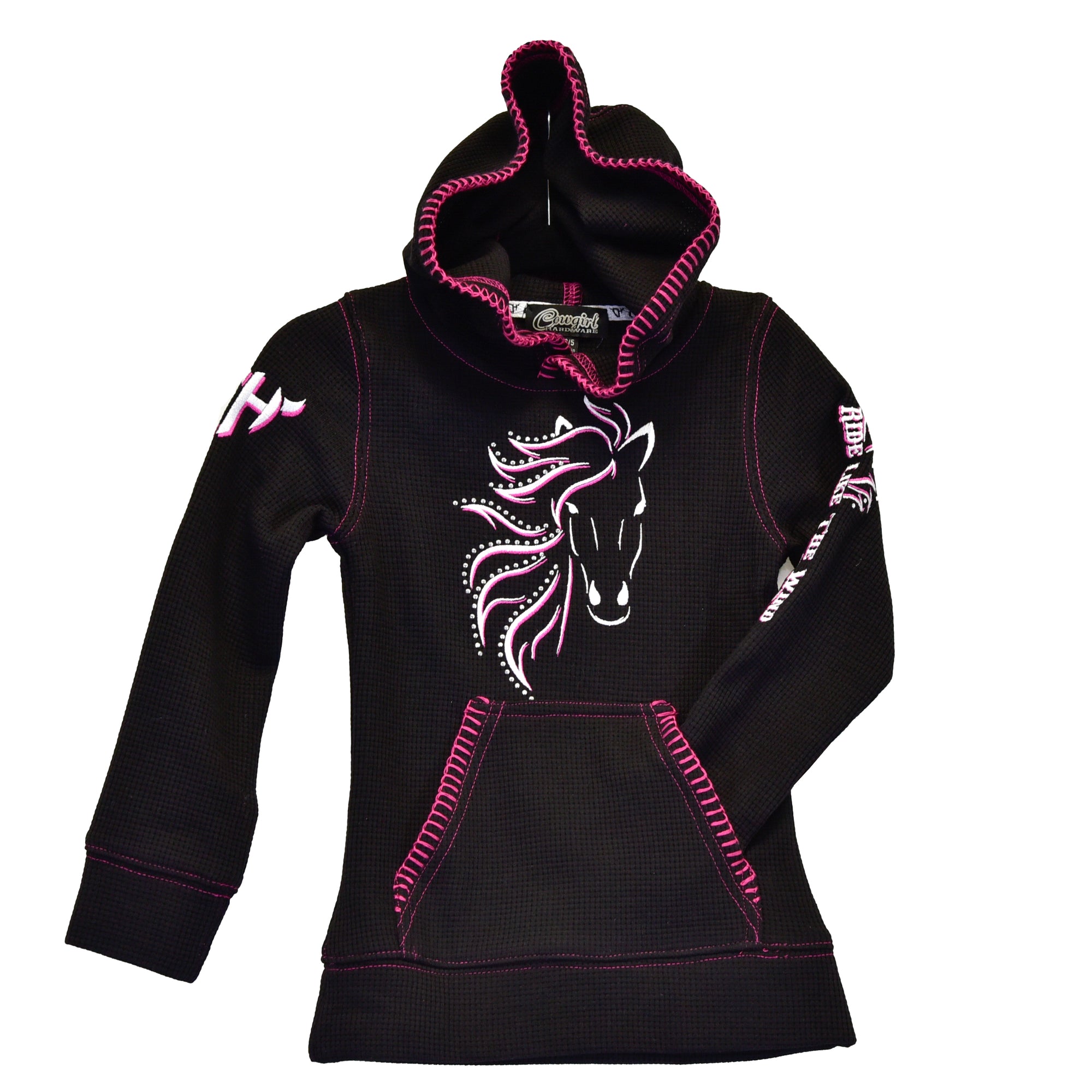 Youth- Horse Thermal Hoodie- Black- 412091-010- 