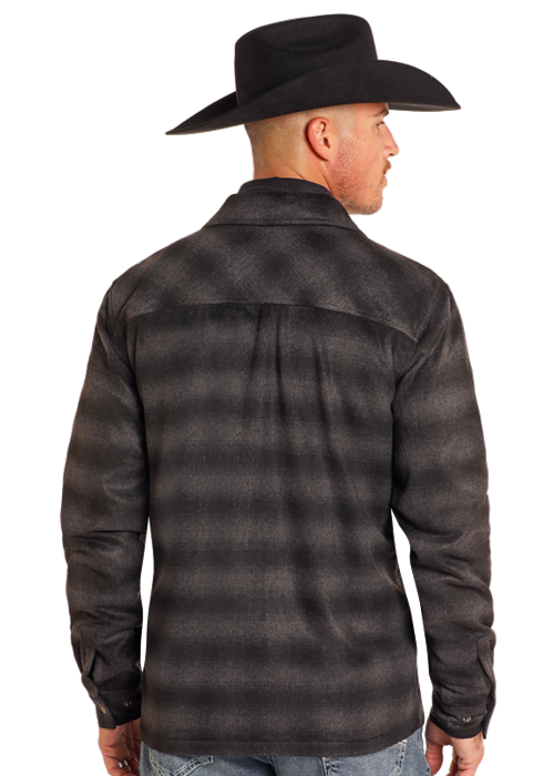 Plaid Full Zip Shacket- BM92C04326- Black 