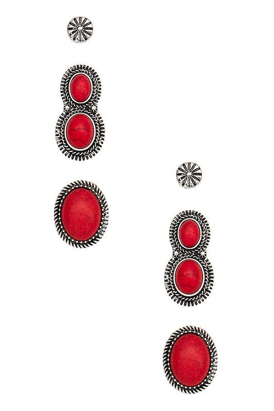 Earring Set- 194872- Red