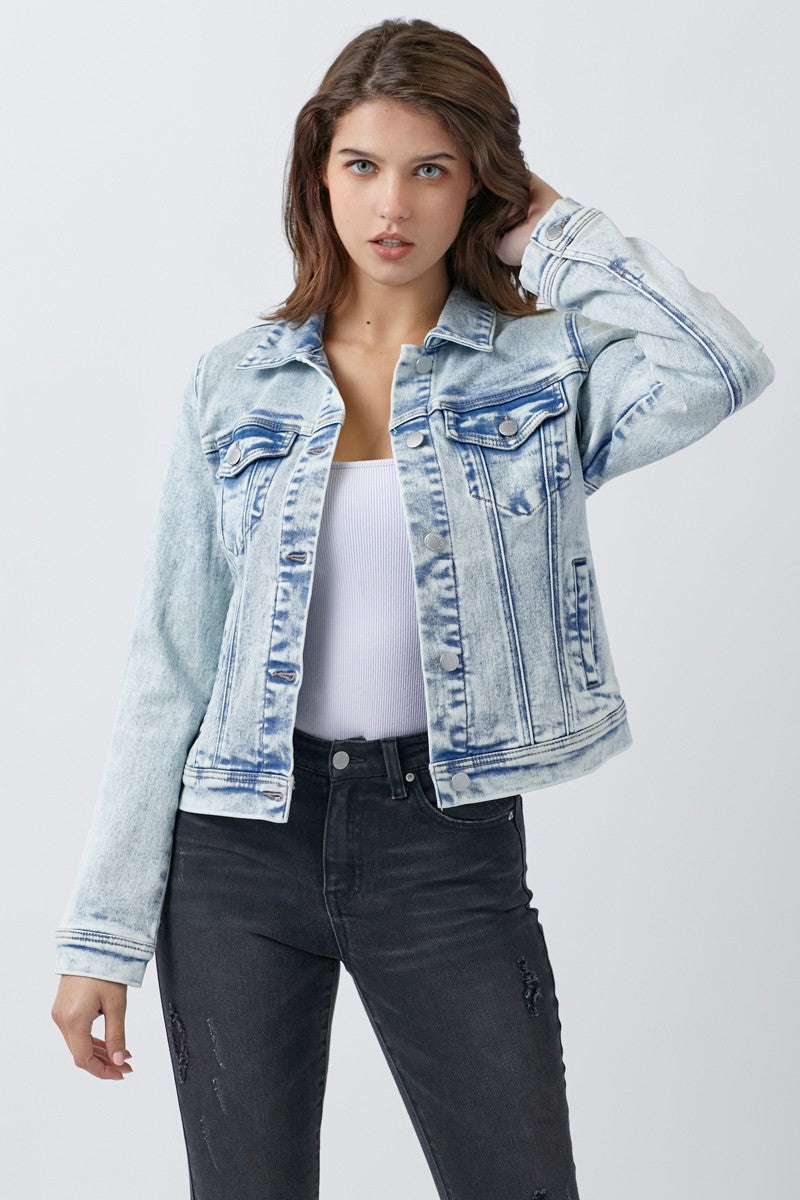 Vintage Washed Denim Jacket- RDJ1110- Acid Wash 