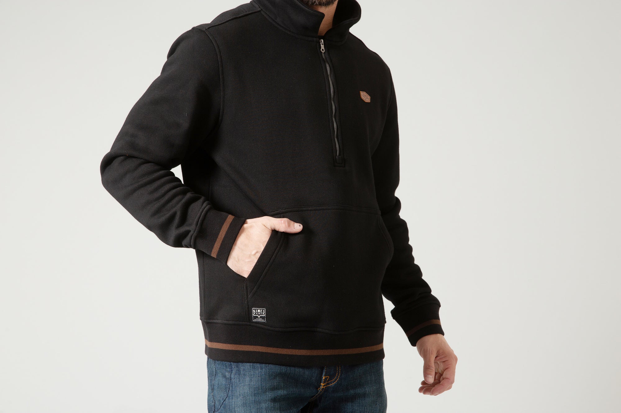 Boxer Quarter Zip Hoodie- Black- 