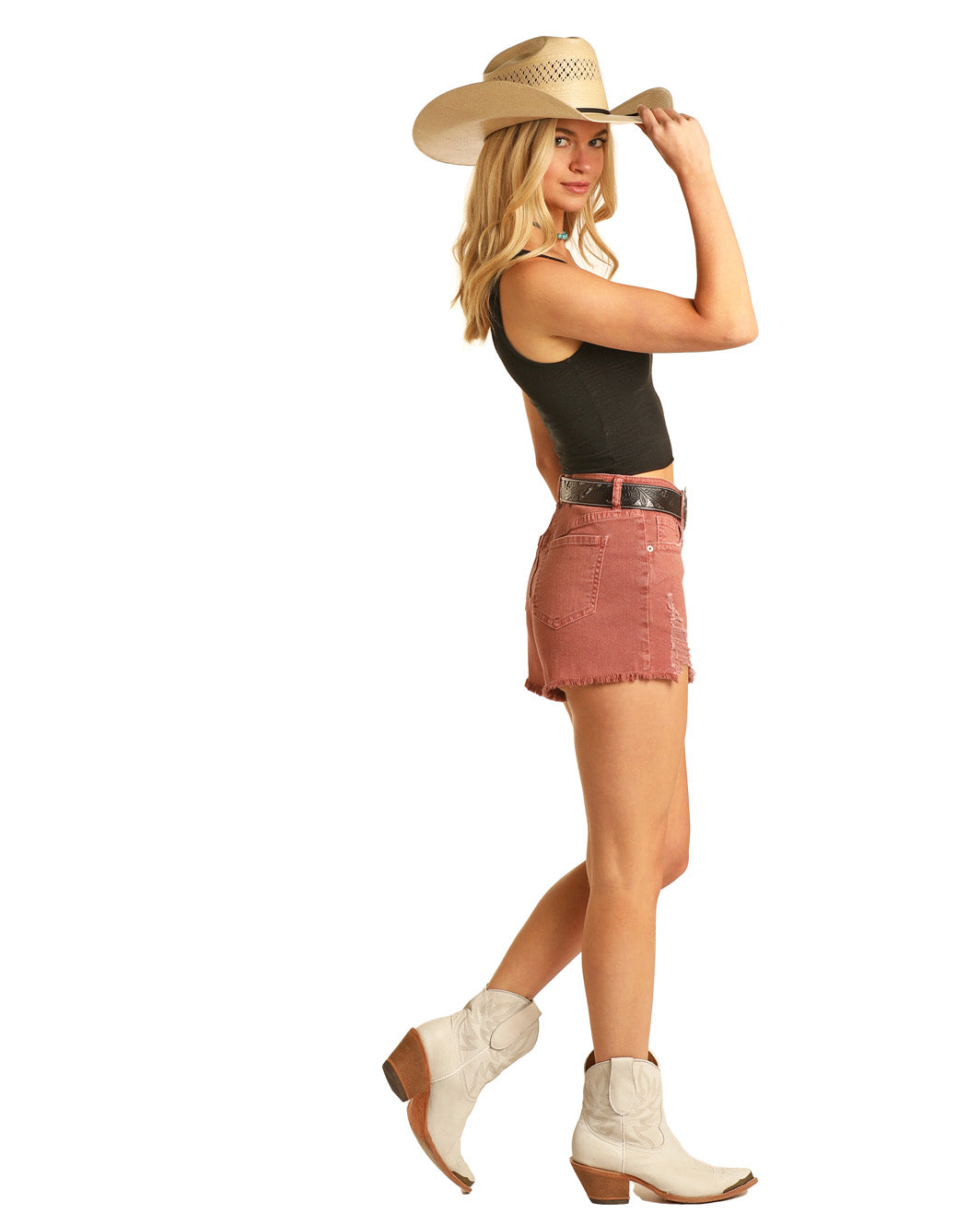 Dusty Pink Ribbed Shorts 