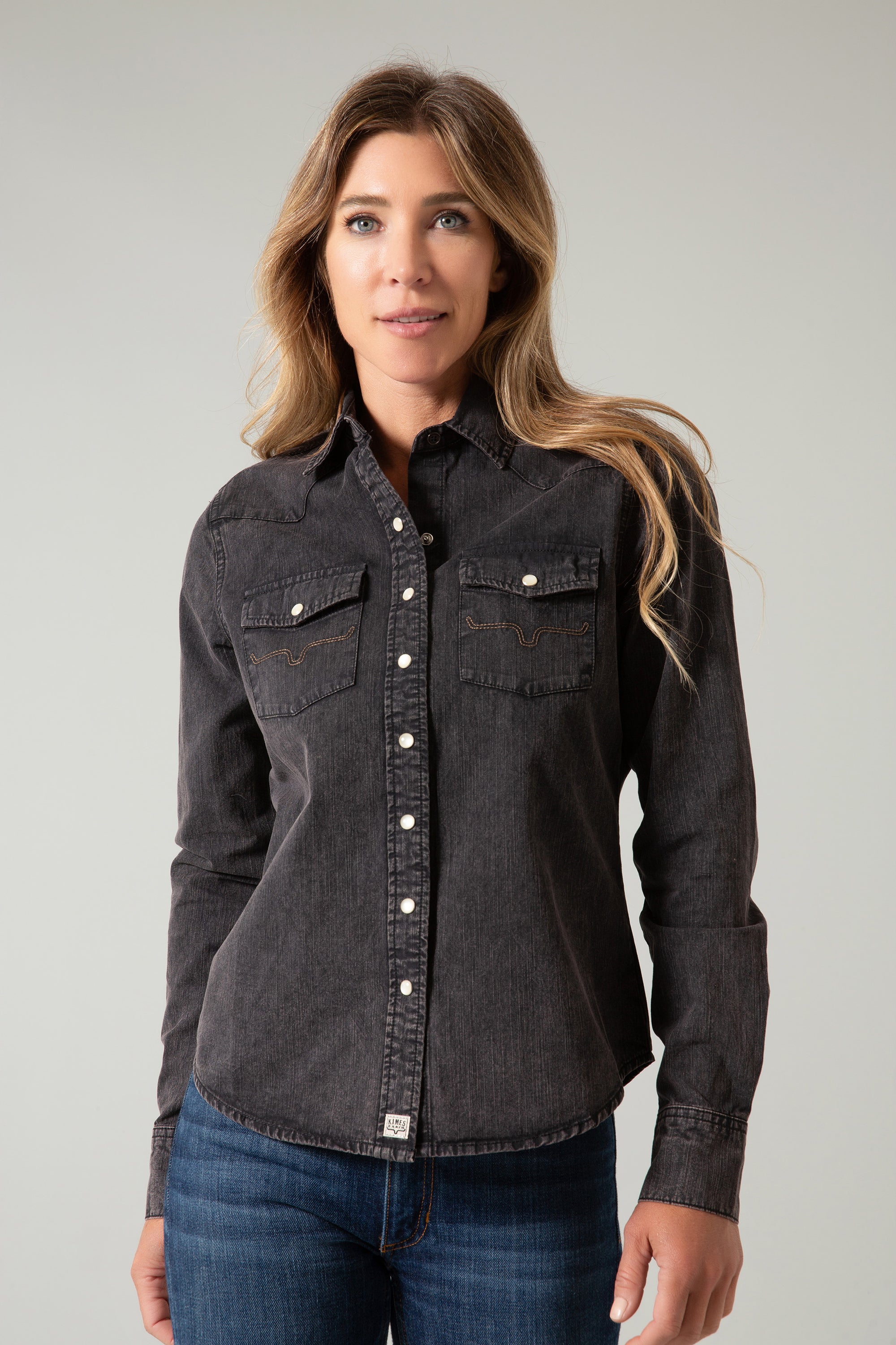 Kaycee Denim Top- Black-  