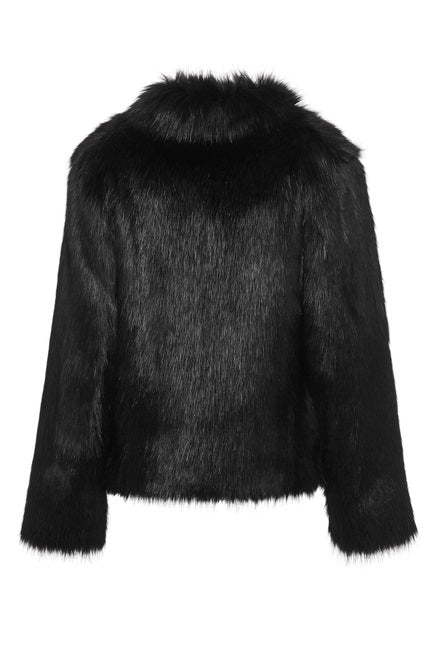 Fur Delish Luxe Faux Fur Coat- Black - 