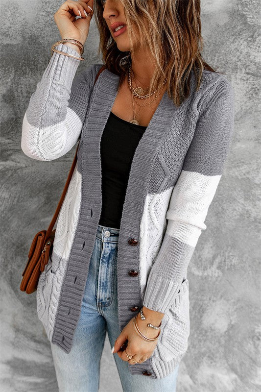 Half Button-Up Cardigan Sweater 