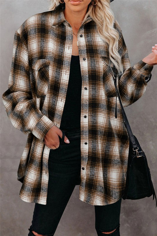 Classic Fit Super Soft Shacket  Brown M