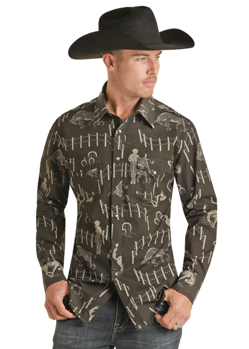 Vintage Rodeo Print Snap 