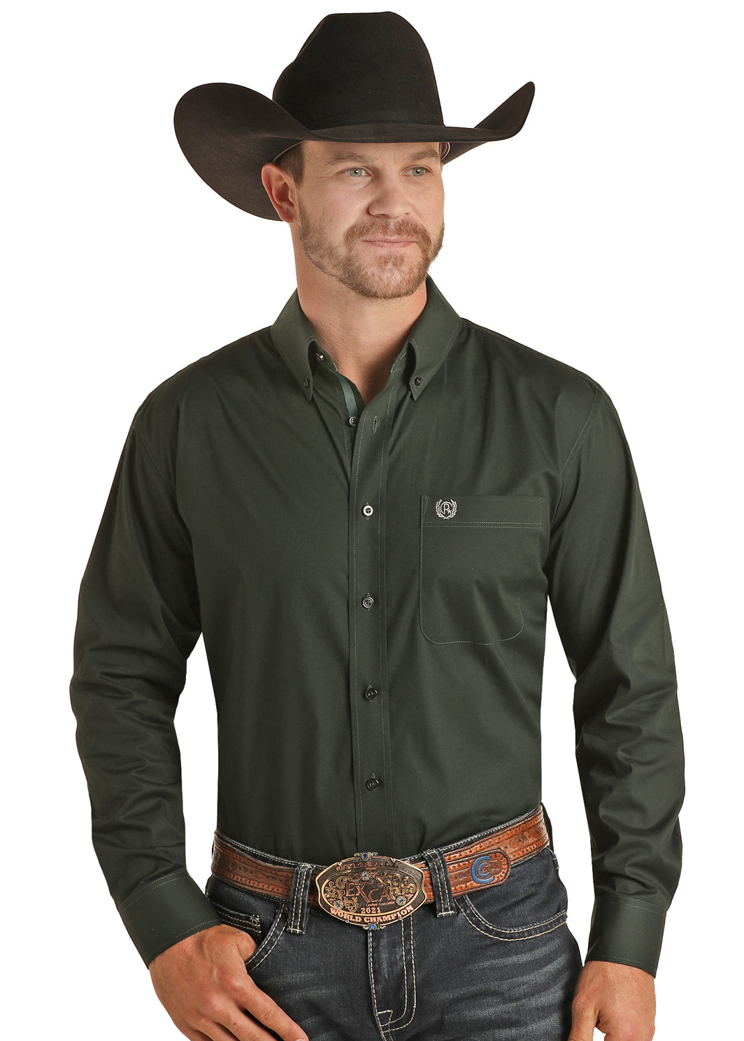 Solid Stretch Button Down 