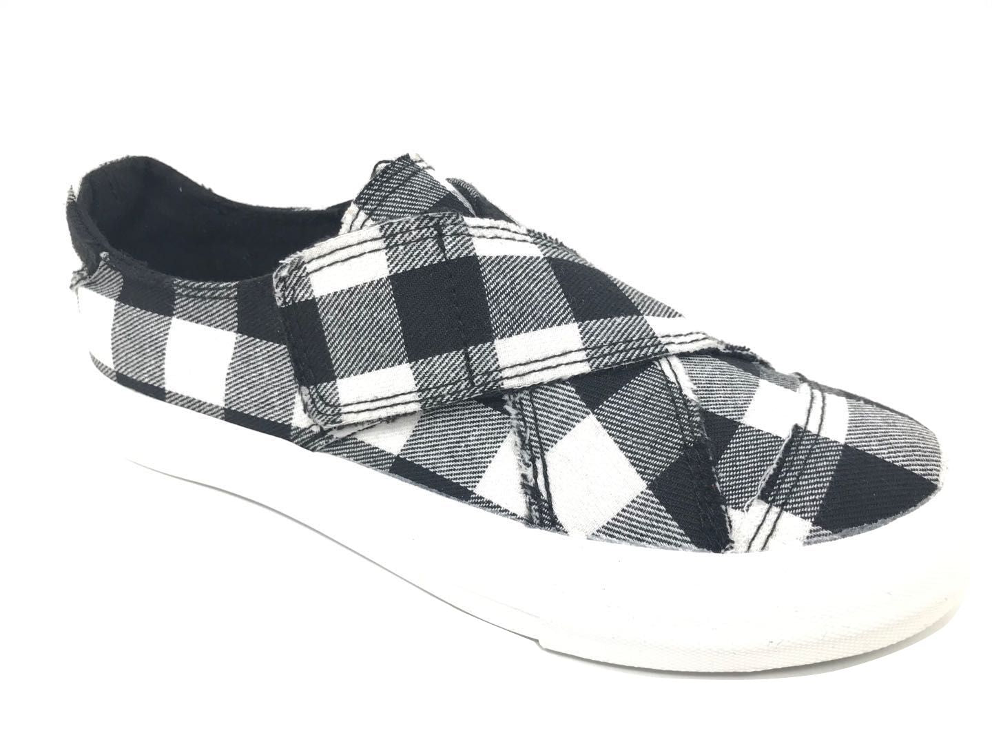 Plaid Along Sneaker in White and Black 