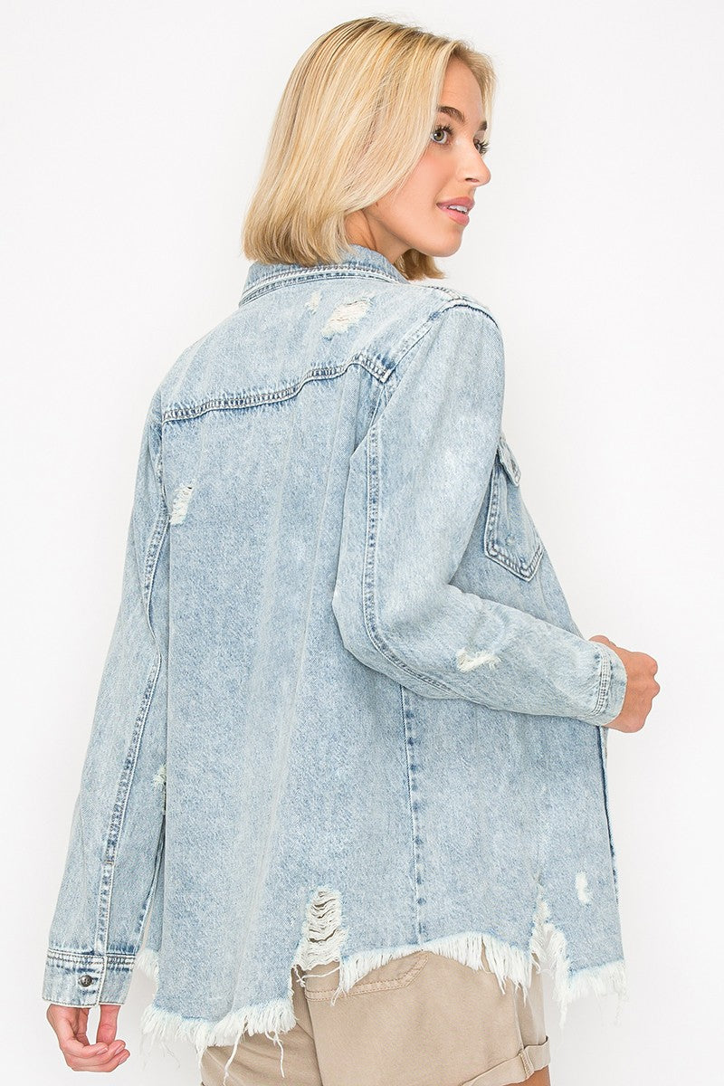 Distressed Denim Shirt - RDJ1137- Light 
