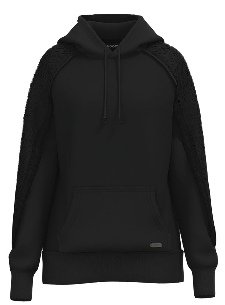 Black Hoody with Crochet Sleeves