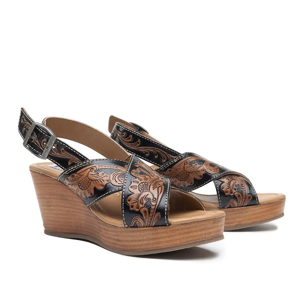 Flower Ridge - Handtooled Wedge- 