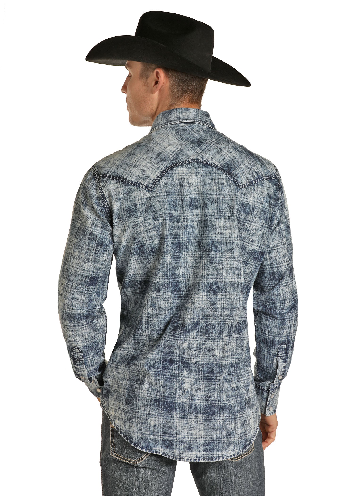 Denim Plaid Print Long Sleeve 