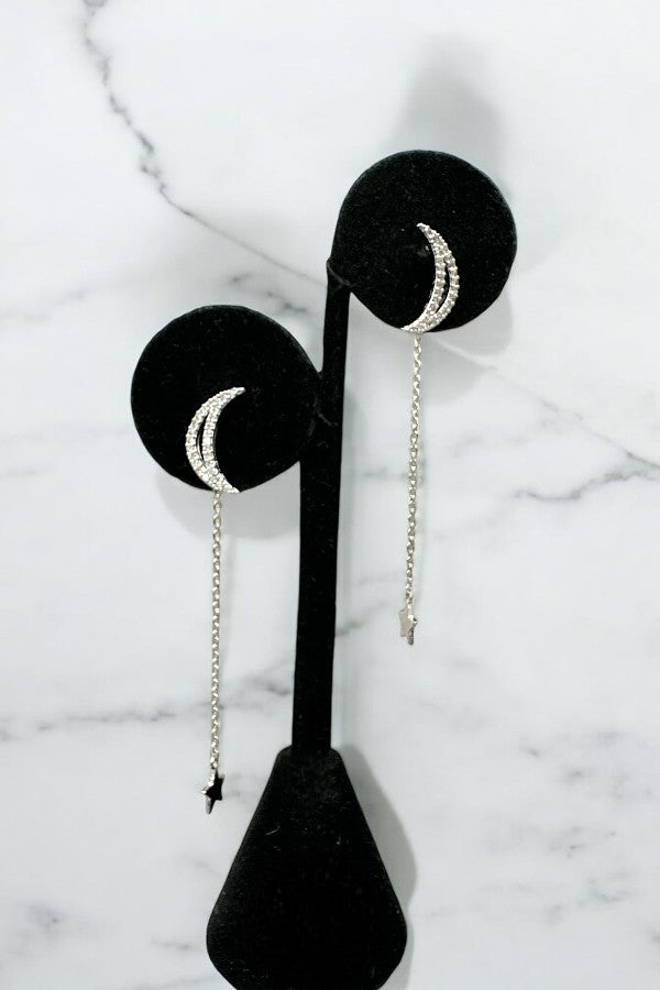 Drop Earring- Silver Moon and Star- 159045
