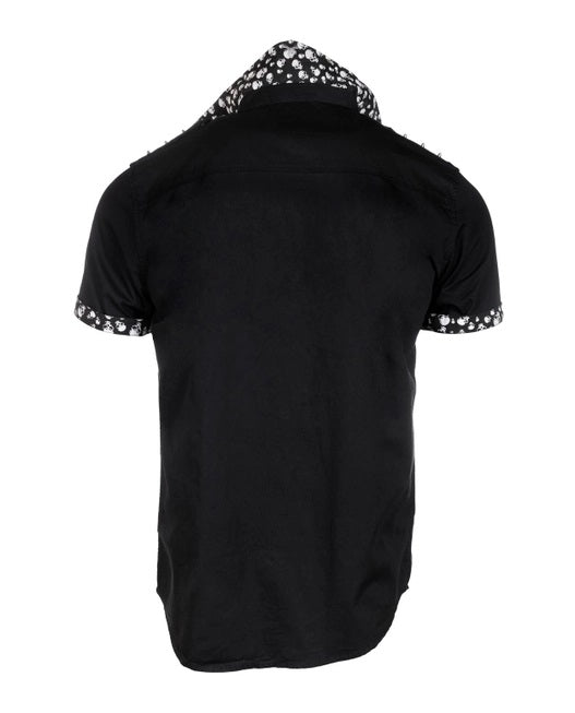 Glen - Black Short Sleeve Studded Shirt- 