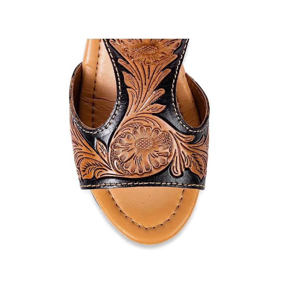 Talitha Handtooled Wedge - 