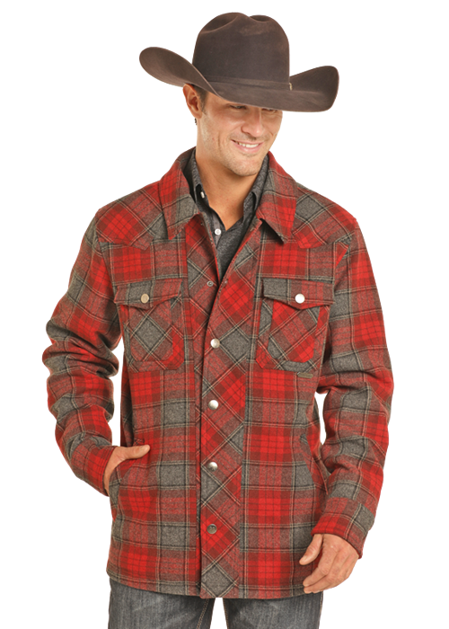 Plaid Wool Jacket- DM92C04056- Red