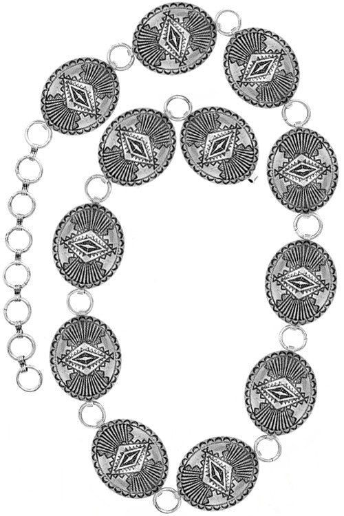 Concho Belt- SX0038- Silver- L/XL