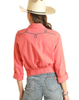 Coral Retro Bomber Shacket 