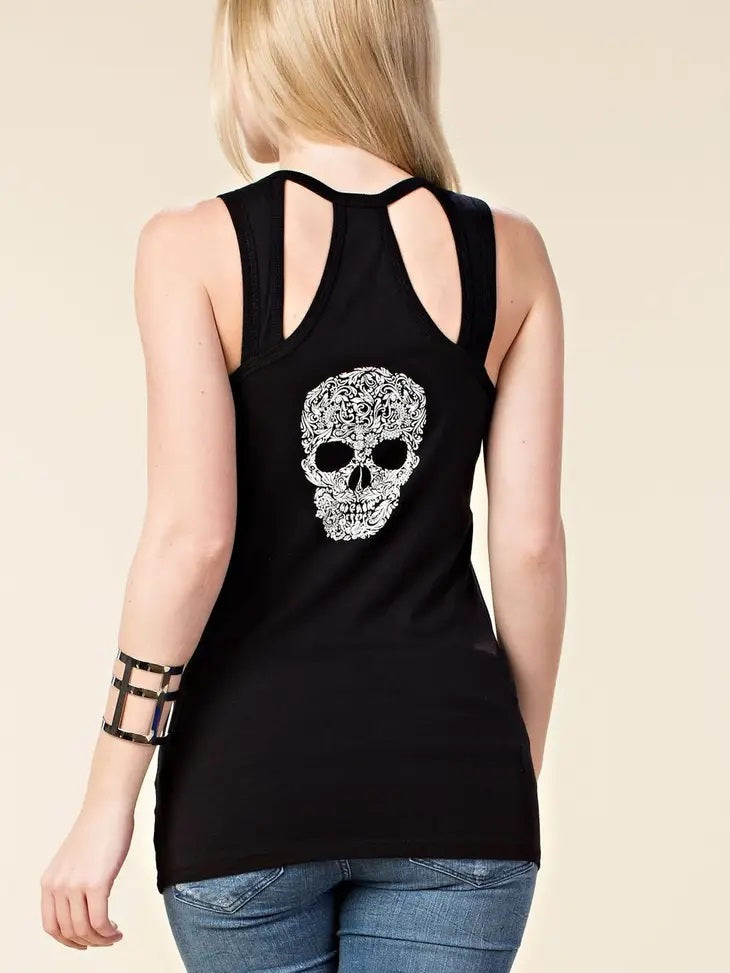 Skull Cut-Out Tank Top 