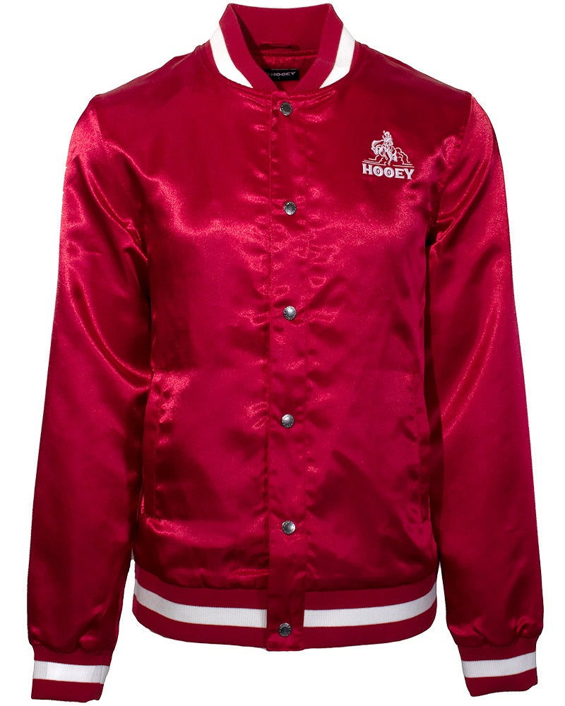 Hooey Team Unisex Bomber Jacket- Red Satin- HJ131