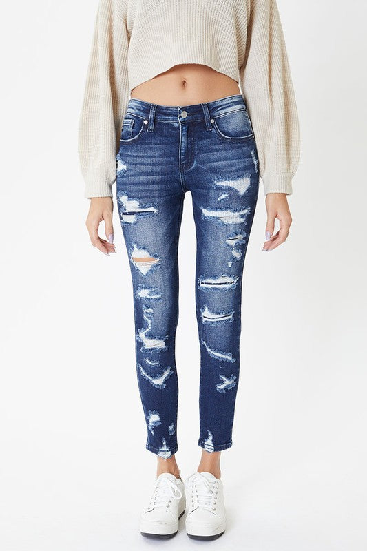 KanCan- MidRise- Distressed Skinny Dark- KC6365D
