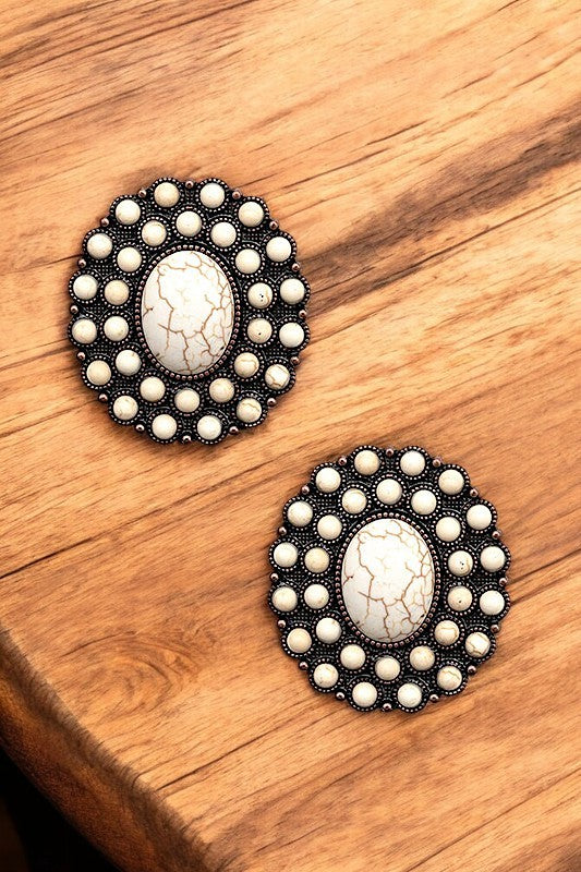 Post Earring- 190551- White